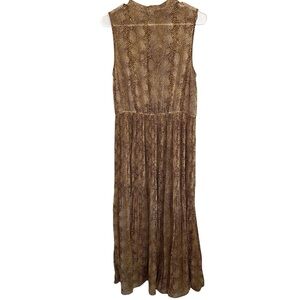 Moon River LARGE Long Brown/Tan Button up Long Lined Dress